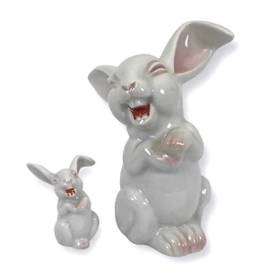 "Dos estatuillas Rosenthal Alemania 2 conejos pintados riendo, 2"" y 5""" - Imagen 1 de 2