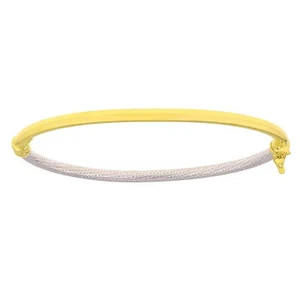 Brazalete italiano de diseño de redoblante de oro amarillo y blanco 14k y pulido 7" 3 mm - Imagen 1 de 5