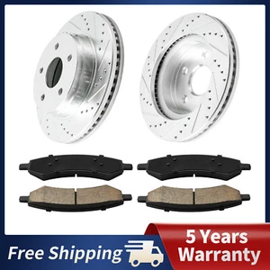 Front Drilled Brake Rotors & Brake Pads For Dodge Ram 1500 Aspen Chrysler Aspen - Foto 1 di 14