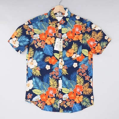 Original Penguin Shirt Button Tropical Hawaiian Leaf Sargasso Sea Blue Size NWT - Image 1 of 4