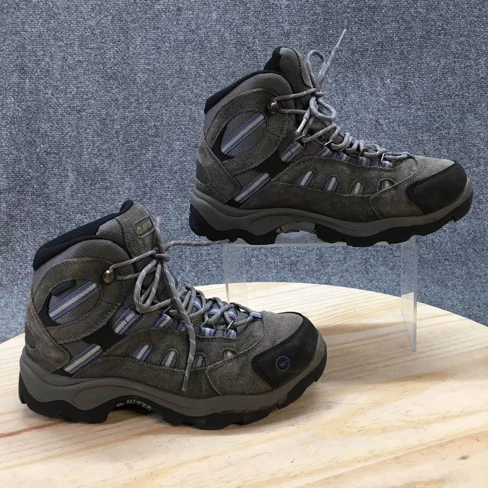 Botas Hi Tec para Mujer 7 M Bandera Bota de Senderismo al Tobillo 22136 Gris Cuero Con Cordones Foto 1 de 4