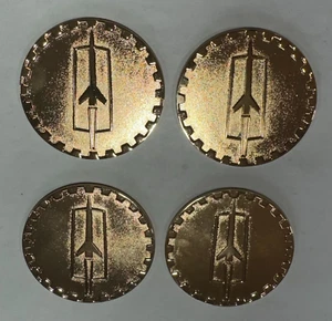 Lowrider Wire Wheel Knockoff Metal Chips Oldsmobile Gold Emblems set of 4 - Picture 1 of 2