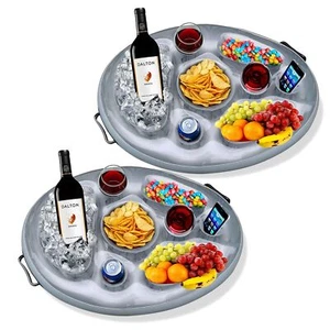 Inflatable Drink Floats Swimming Pool Hot Tub Lake Ocean Floating Tray 2 Pack - Picture 1 of 7