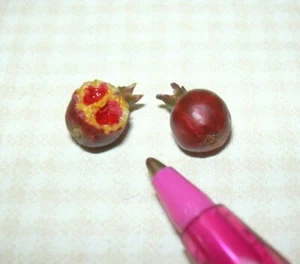 Miniature FALCON Pomegranate, Whole and Half: DOLLHOUSE Miniatures 1:12 - Picture 1 of 1