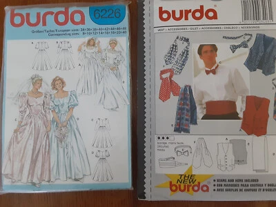 2 VINTAGE BURDA WEDDING DRESS / MENS VEST GILET / SEWING PATTERNS NIB - Image 1 of 4