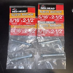 4 Set of RED HEAD Concrete Hex. Sleeve Anchor 5/16 X 2-1/2 New - Picture 1 of 5