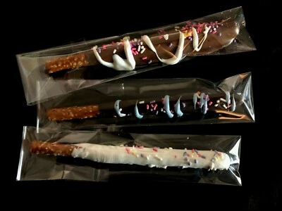 Bolsas de varilla de pretzel de plástico transparente resellables para golosinas de fiesta -2 x 10"  Foto 1 de 4