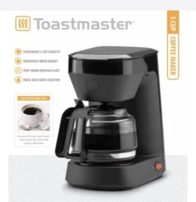 Toastmaster Black 5 Cup Coffee Maker Glass Carafe Pause & Serve Function NO UPC - Image 1 of 4