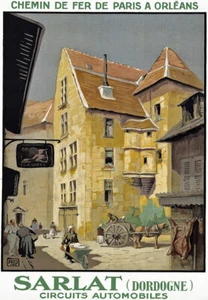 Póster de viaje TT55 vintage Sarlat Dordoña francesa Francia reimpreso A3 A2 - Imagen 1 de 1