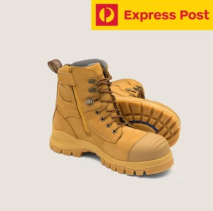 UK11 BLUNDSTONE 992 WORK STEEL TOE CAP SAFETY BOOT SHOE WHEAT BEIGE ZIP UP - Picture 1 of 2