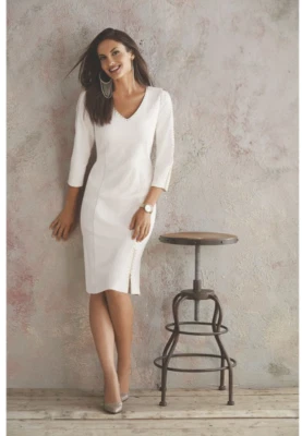 Midnight Velvet Gold Zipper Dress Ivory NEW Size 12 NIP - Image 1 of 2