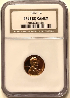 Super High Grade 1962 P NGC 1C PROOF PF68RD CAMEO Red Fiery Gem Lincoln Cent - Image 1 of 4