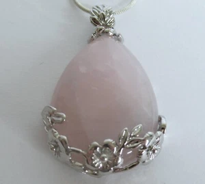 Collar de lágrima colgante de cristal de cuarzo rosa piedra curativa - Imagen 1 de 7