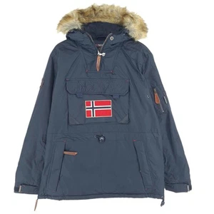 Geographical Norway Men Parka Jacket Anorak Insulated Blue Lx1 Size S - Picture 1 of 12