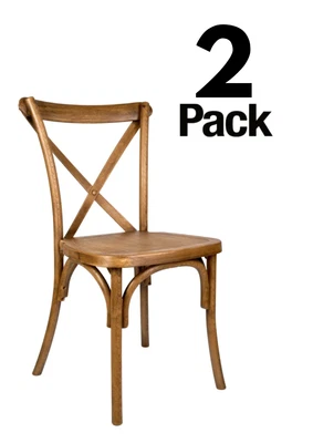 Silla con respaldo cruzado de madera dura castaño de Chivari Foto 1 de 4