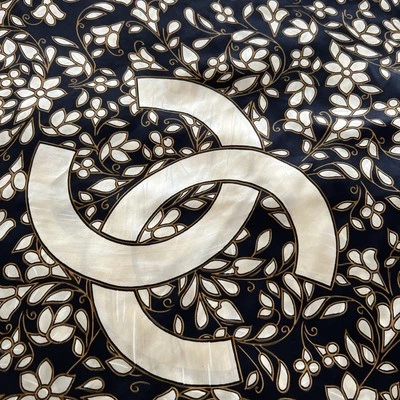 Chanel Flower Silk scarf Blue White and Ecru Preloved - Image 1 of 4