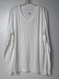 Eddie Bauer White Long Sleeve V-Neck Basic Womens T-Shirt Size XXL Basic Casual - Picture 1 of 8