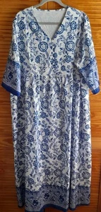 Ladies White/Blue Floral Maxi Dress 3XL Exc Condition - Picture 1 of 2