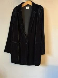 Lovely Tu Black Velvet Blazer Jacket - Size 22 - Picture 1 of 4