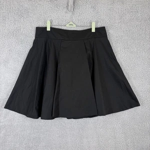 NANAUSHKA Skater Flare Skirt Pleated Mini A-Line Cotton Size L Black Classic - Picture 1 of 7