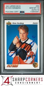 1991 UPPER DECK #64 PETER FORSBERG RC HOF PSA 10 DNA AUTO 10 - Picture 1 of 3