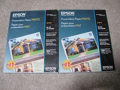 Lot of 2! Epson Presentation Paper MATTE (8.5x11 Inches, 100 Sheets) Brand New - Image 1 of 2