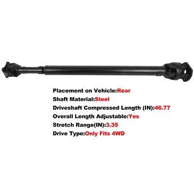Rear Driveshaft Prop Shaft Assembly for Toyota 4Runner 1996-2000 4WD 371103D300 Foto 1 de 4