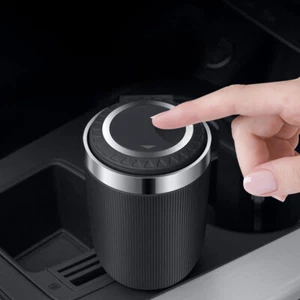 Portable Car Ashtray w/ Lid Smell Proof LED Fireproof Shell Ashtray Steel Parts - Foto 1 di 12