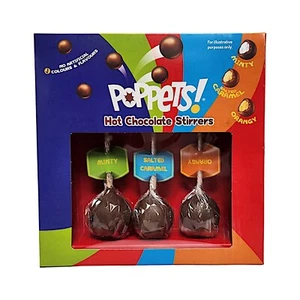 Agitadores de chocolate caliente Poppets menta caramelo salado y naranja con centros de fondant - Imagen 1 de 16