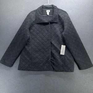 Zenergy by Chicos Jacket Womens 2 US L Gray Quilted Snap Front Lined Long Sleeve - Picture 1 of 14