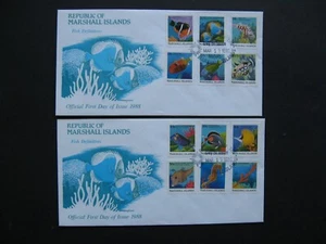 MARSHALL ISLANDS, 2x cover FDC 1988, set fish - Picture 1 of 1