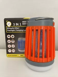 NEW 3 IN 1 MOSQUITO KILLER/ FLASHLIGHT/ CAMPING LAMP RECHARGABLE USB OR SOLAR - Picture 1 of 7