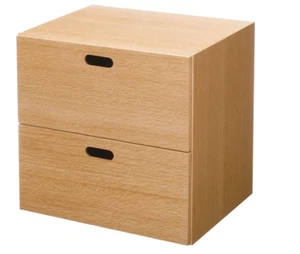 MUJI STACKABLE WOOD CHEST 2 RECTANGULAR DRAWERS OAK 14 x 14 x 11 in - Picture 1 of 7