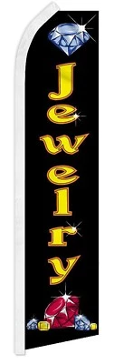 Jewelry Black Advertising 2.5'x11.5' Super-Knit Poly Swooper Super Flag Banner - Image 1 of 4