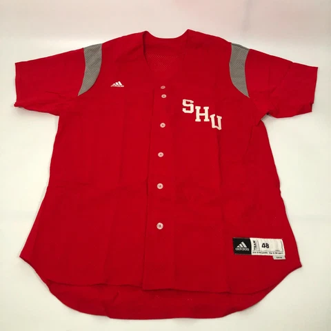 Adidas Sacred Heart Pioneers Baseball Jersey Size 48 Mens Red Button NCAA #27 Cover