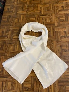 Vintage BERKSHIRE Unisex Schal Tuch formell antik weiß Paisley JAPAN - Bild 1 von 4