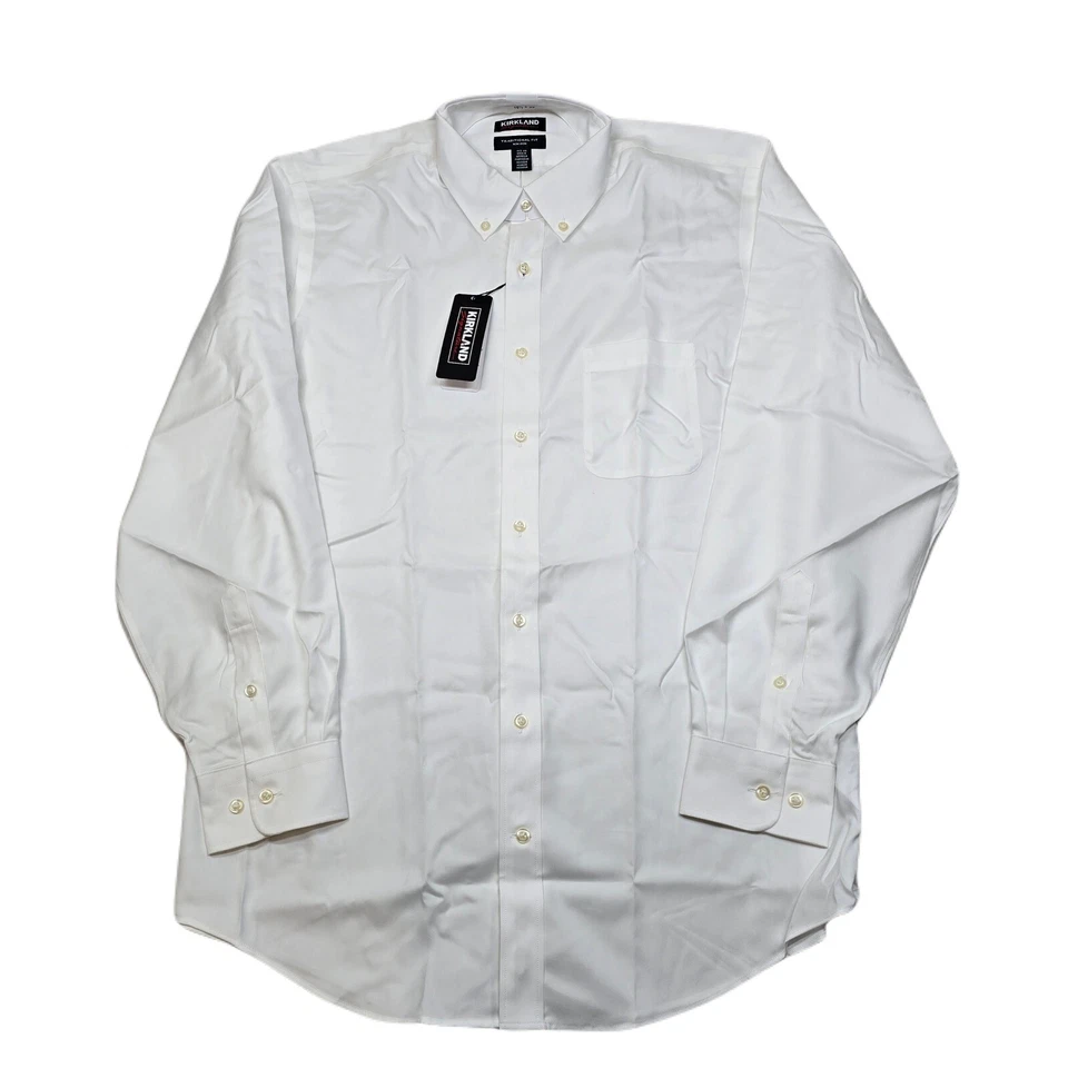 Kirkland Signature White Dress Shirt Mens Large 16.5  35 Non-Iron NEW - Image 1 of 4