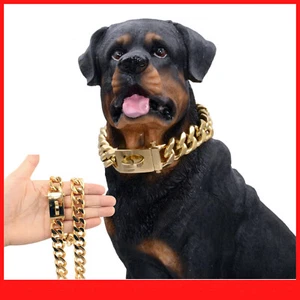 26" Gold Stainless Steel Dog Collar - Heavy Duty Choke Chain for Large Dogs - Picture 1 of 7