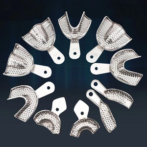 Dental Autoclavable Metal Impression Trays Stainless Steel Upper + Lower Choose - Picture 1 of 14