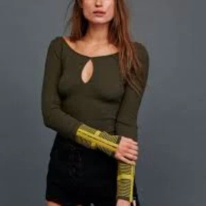 Free People Mod Striped Cuff Thermal Military Green Long Sleeve Xs,S,M - Picture 1 of 4