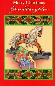 Merry CHRISTMAS Card FOR GRANDDAUGHTER, Rocking Horse by Salamander Studios + ✉ - Picture 1 of 4