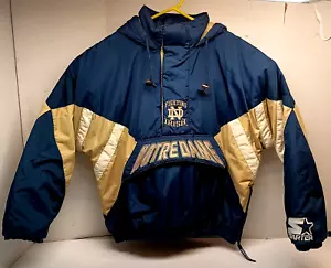 Vintage Starter Notre Dame Fighting Irish Sewn Logos Pullover Jacke Gr. LG sehr guter Zustand - Bild 1 von 10