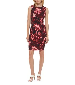 Nuevo con etiquetas Vestido Vaina Calvin Klein Floral Sin Mangas Elastizado Talla 2 Caqui Multi - Imagen 1 de 1