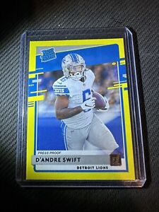 2020 Donruss D'Andre Swift Press Proof Yellow Rated Rookie #309 Detroit Lions