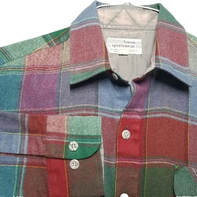 ARROW SPORTSWEAR Men's Shirt S Soft Acrylic Plaid FLANNEL Sports Wear VINTAGE - Image 1 of 4