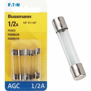 (20-5pk)-Bussmann 1/2-Amp 250-Volt AGC Glass Tube Automotive Fuse BP/AGC-1/2-RP - Picture 1 of 1