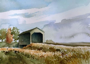 Puente cubierto Sawmill Creek, capa Hopewell nuevo Brunswick. Impresiones artísticas de James Mann - Imagen 1 de 2
