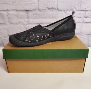 JBU Jambu Black Cutout Leather Shoes Women’s Size 11 Comfort Flat "Pecan" - Picture 1 of 11