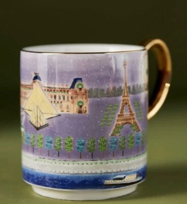 Taza Anthropologie Holiday In The City París Navidad Temporada Café Latte Foto 1 de 3