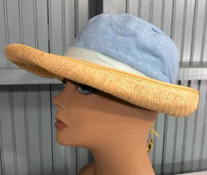 Vintage 56.5cm Famous Barr Straw Brim Ladies Dress Church Glamour Hat AS IS - Picture 1 of 6